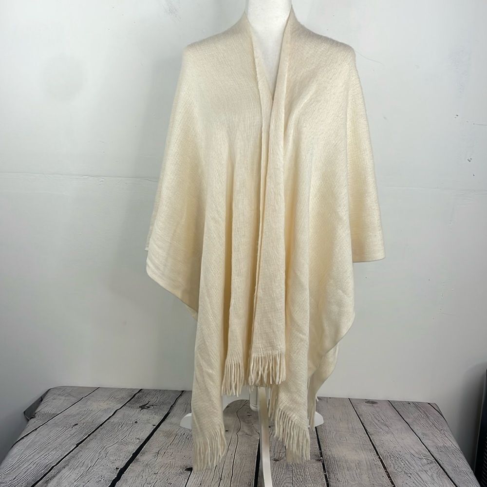 LC Lauren Conrad Cream oversized Wrap Shawl with Fringe